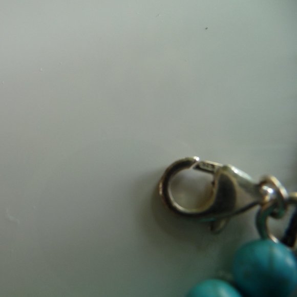 STERLING SILVER GENUINE TURQUOISE STONE BOHO CHIC MADE IN ISRAEL NECKLACE - Picture 5 of 5